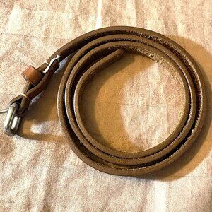 CLUB MONACO  1/2" brown leather belt with silver inlay nuggets - 36" WOMEN'S